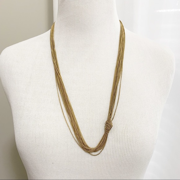 Zara Gold Layered Chain Knotted Necklace - Picture 2 of 5